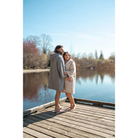 UNISEX FLEECE-LINED MUSLIN ZIP PONCHO | THE POLAR-Sweaters & Jackets-TOFINO TOWEL-Coriander