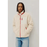 UNISEX SHERPA FLEECE JACKET | CANADA EDITION-Jackets & Sweaters-KUWALLA-SMALL-CREAM-RED-Coriander