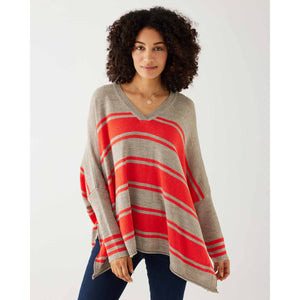 V-NECK CATALINA SWEATER-Sweater Pullover-MERSEA-ONE-DRIFTWD-SCARLET STRP-Coriander