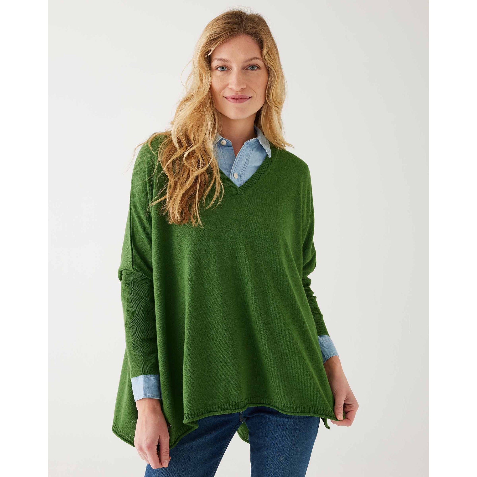 V-NECK CATALINA SWEATER-Sweater Pullover-MERSEA-ONE-EMERALD-Coriander