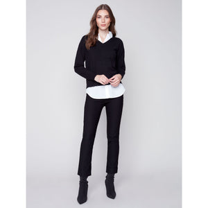 V NECK FOOLER SWEATER-Jackets & Sweaters-CHARLIE B-Coriander