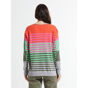 VARIED STRIPE V-NECK SWEATER-Jackets & Sweaters-ZAKET & PLOVER-Coriander