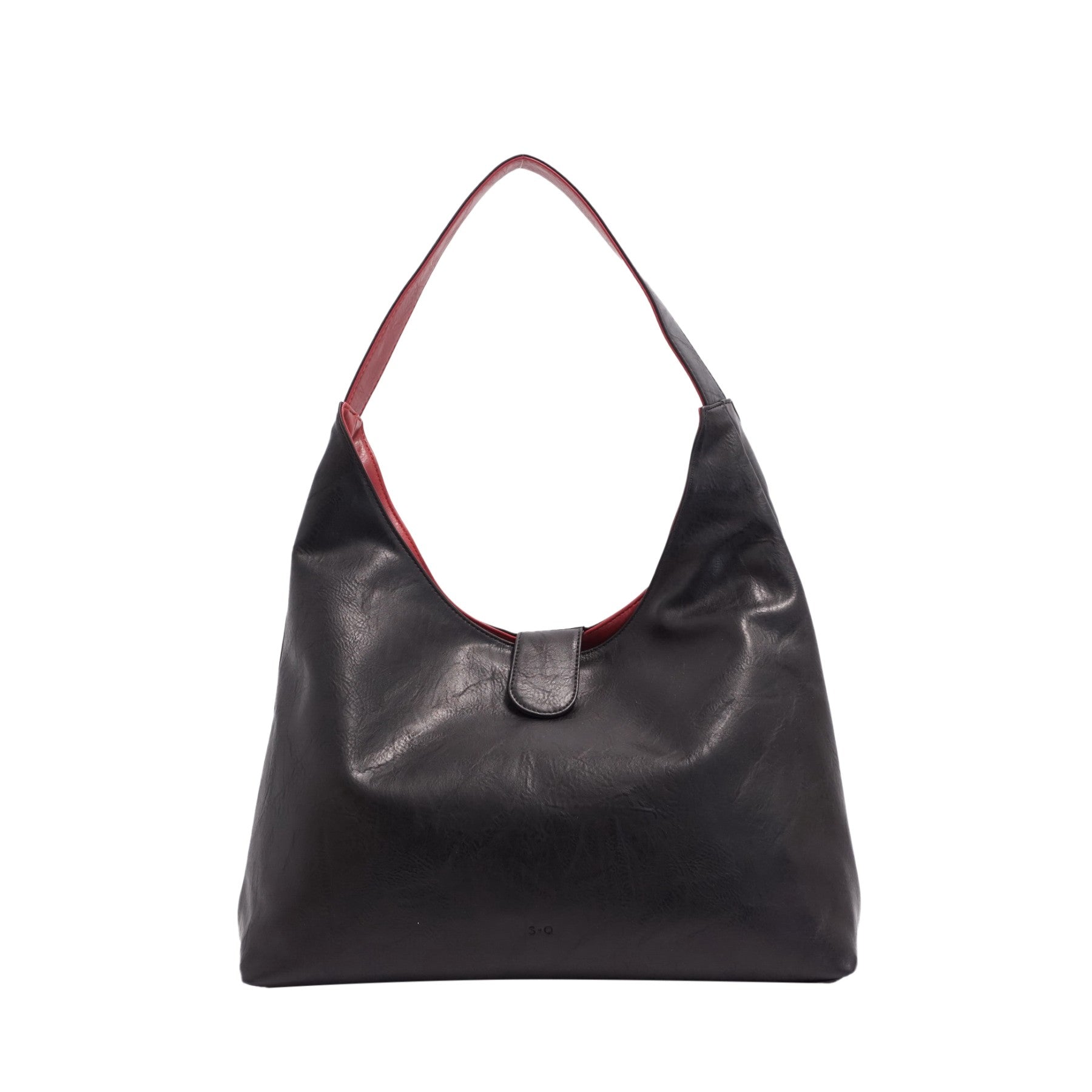 VEGAN 2-IN-1 REVERSIBLE HOBO BAG | CHARLENE-Bags & Wallets-S-Q-BLACK-MERLOT-Coriander