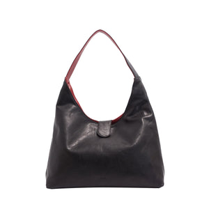 VEGAN 2-IN-1 REVERSIBLE HOBO BAG | CHARLENE-Bags & Wallets-S-Q-BLACK-MERLOT-Coriander
