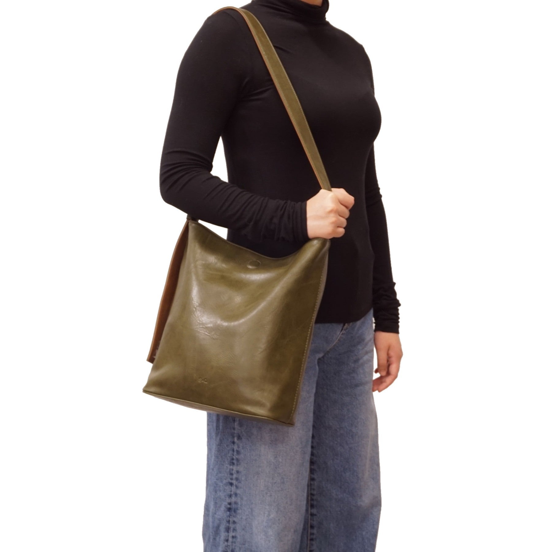 VEGAN 2-IN-1 REVERSIBLE HOBO BAG | FREDA-Bags & Wallets-S-Q-Coriander