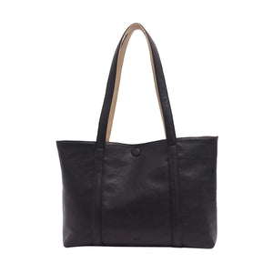 VEGAN 2-IN-1 REVERSIBLE TOTE | LOIS-Bags & Wallets-S-Q-BLACK-TAN-Coriander