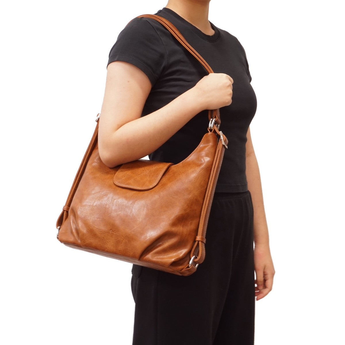 VEGAN CONVERTIBLE HOBO | DION-Bags & Wallets-S-Q-Coriander