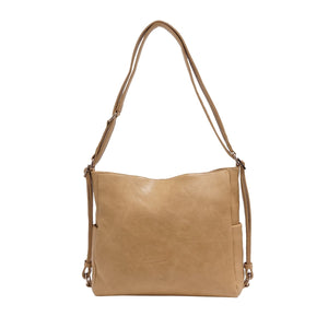 VEGAN CONVERTIBLE HOBO | DOVIE-Bags & Wallets-S-Q-LIGHT KHAKI-Coriander