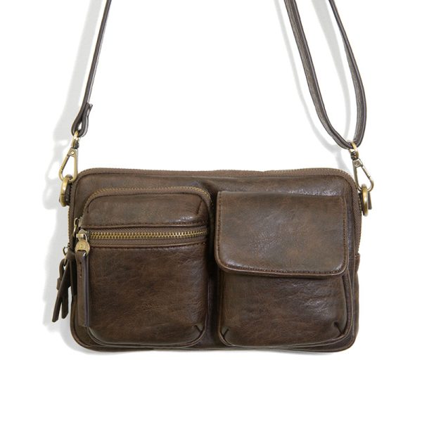 VEGAN KENDRA CARGO POCKET SLING/CROSSBODY BAG-Bags & Wallets-JOY SUSAN-DARK BROWN-Coriander