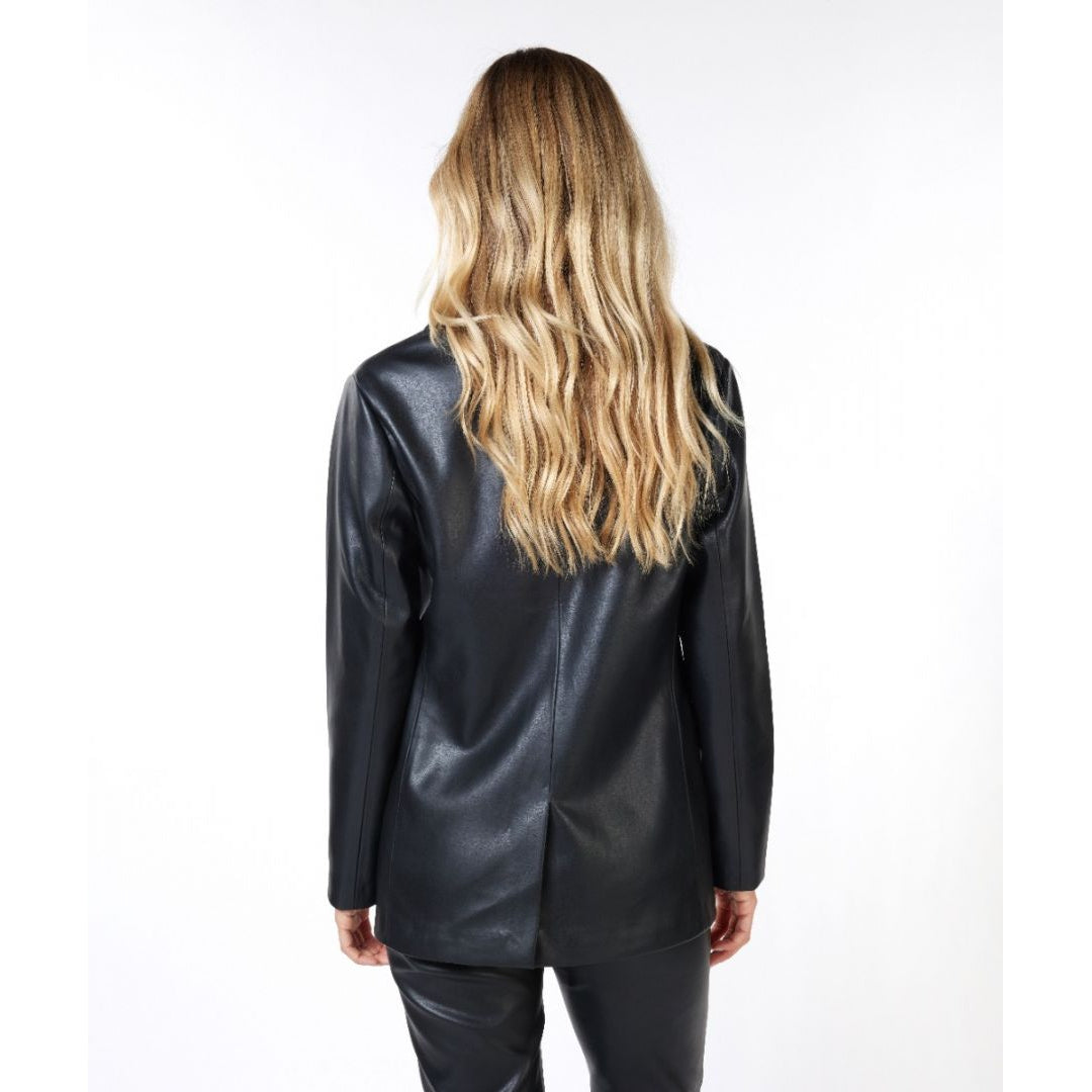 VEGAN LEATHER BLAZER-Jackets & Sweaters-ESQUALO-Coriander