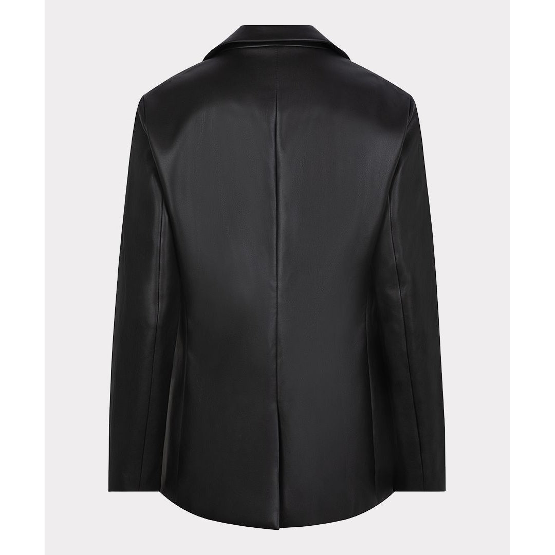 VEGAN LEATHER BLAZER-Jackets & Sweaters-ESQUALO-Coriander