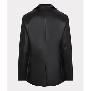 VEGAN LEATHER BLAZER-Jackets & Sweaters-ESQUALO-Coriander