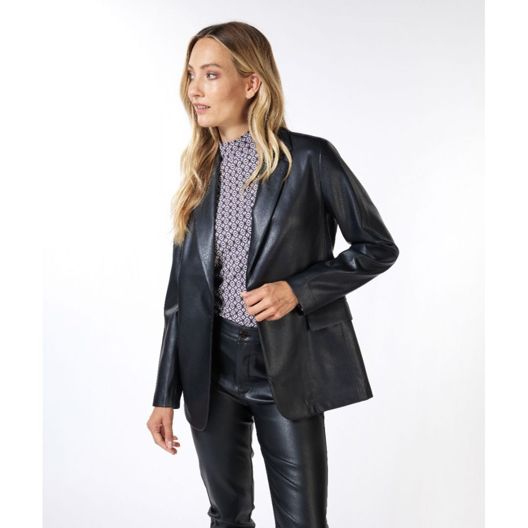 VEGAN LEATHER BLAZER-Jackets & Sweaters-ESQUALO-6-Black-Coriander