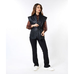 VEGAN LEATHER QUILTED VEST-Jackets & Sweaters-ESQUALO-Coriander