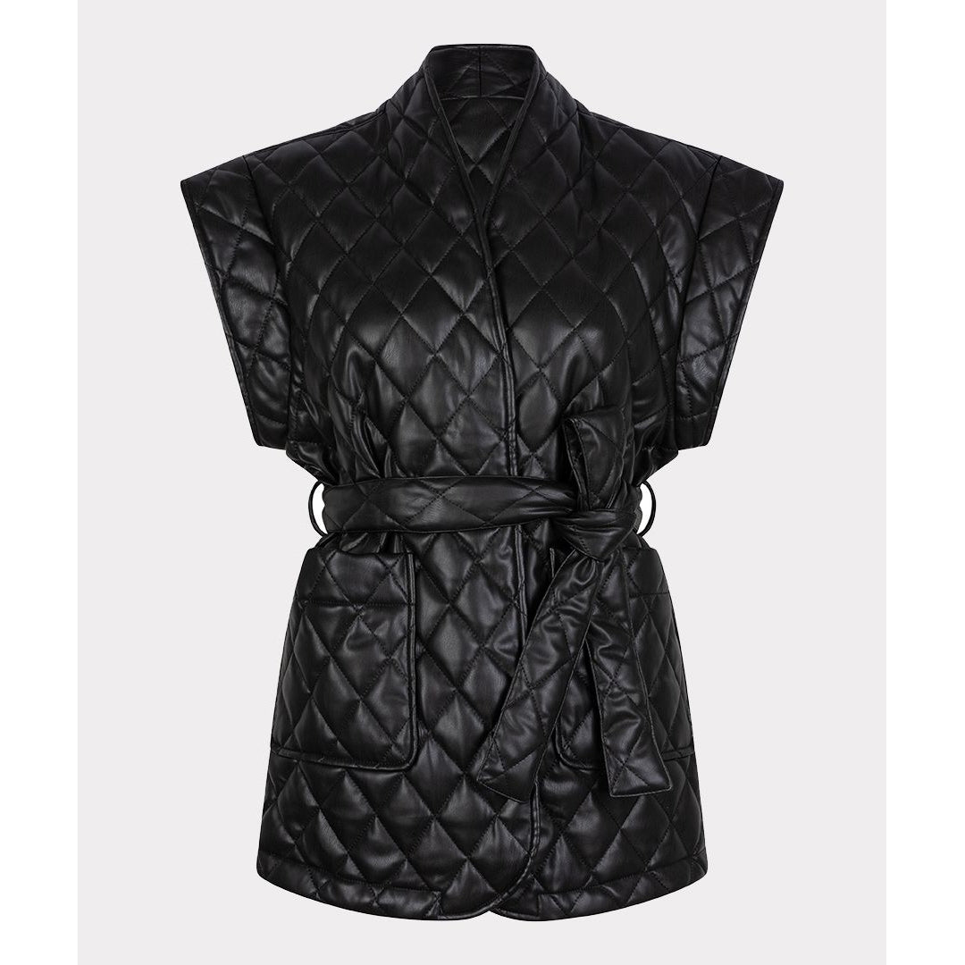 VEGAN LEATHER QUILTED VEST