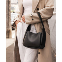 VEGAN SHOULDER BAG | KENDALL-Bags & Wallets-LOUENHIDE-BLK-Coriander