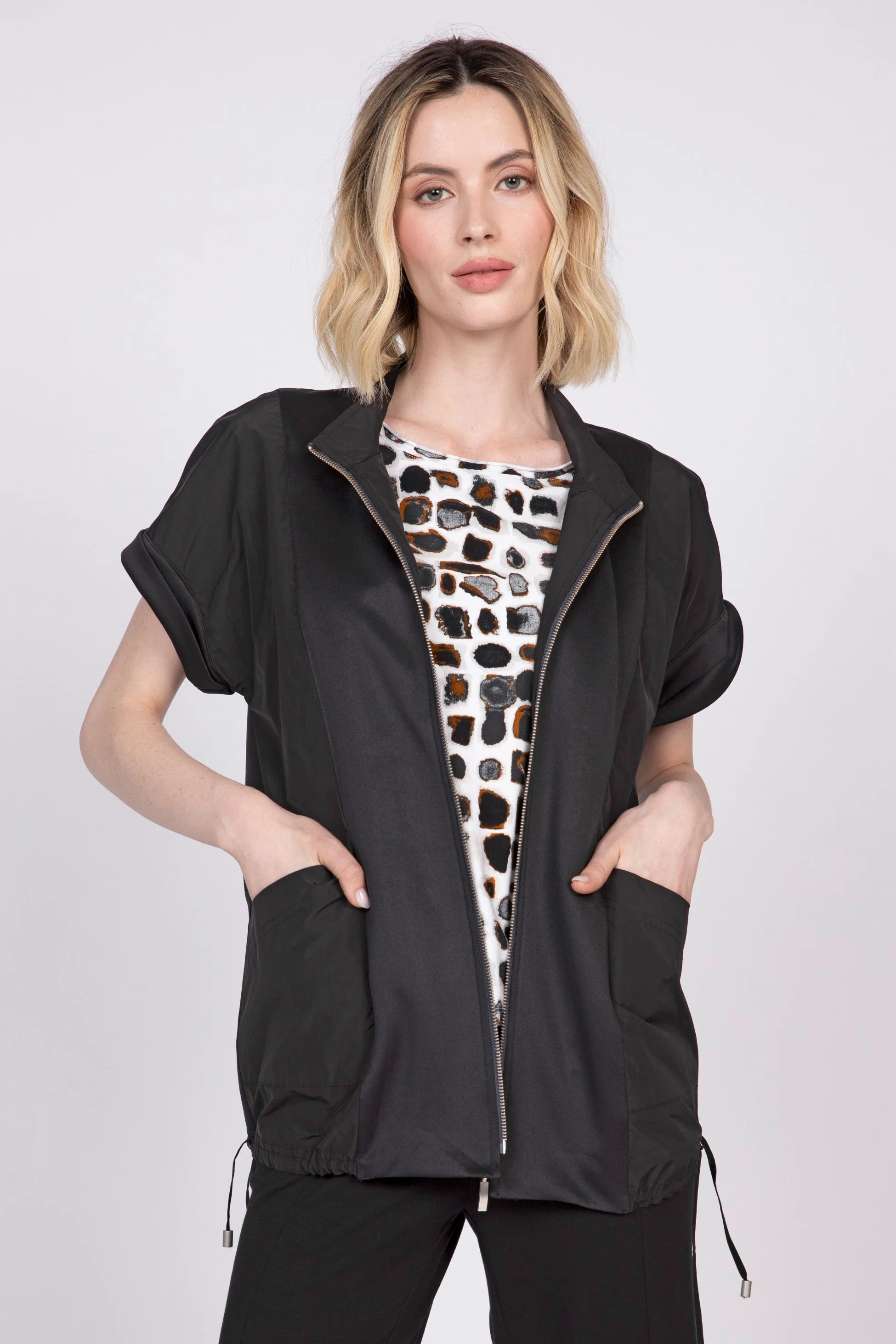 VEST | MIXED MEDIA-Jackets & Sweaters-OLIVIA-SMALL-BLACK-Coriander