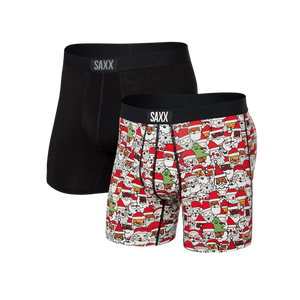 VIBE BOXER BRIEF 2 PACK | ALL THE SANTAS & BLACK-Intimates-SAXX-MEDIUM-ALL THE SANTAS-BLACK-Coriander