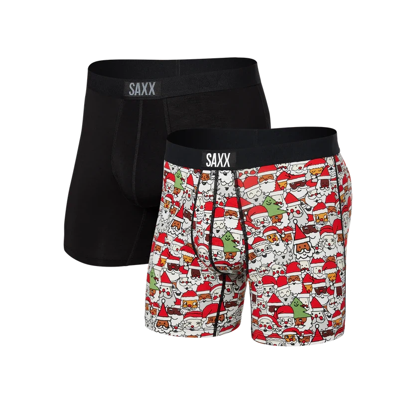 VIBE BOXER BRIEF 2 PACK | ALL THE SANTAS & BLACK-Intimates-SAXX-MEDIUM-ALL THE SANTAS-BLACK-Coriander