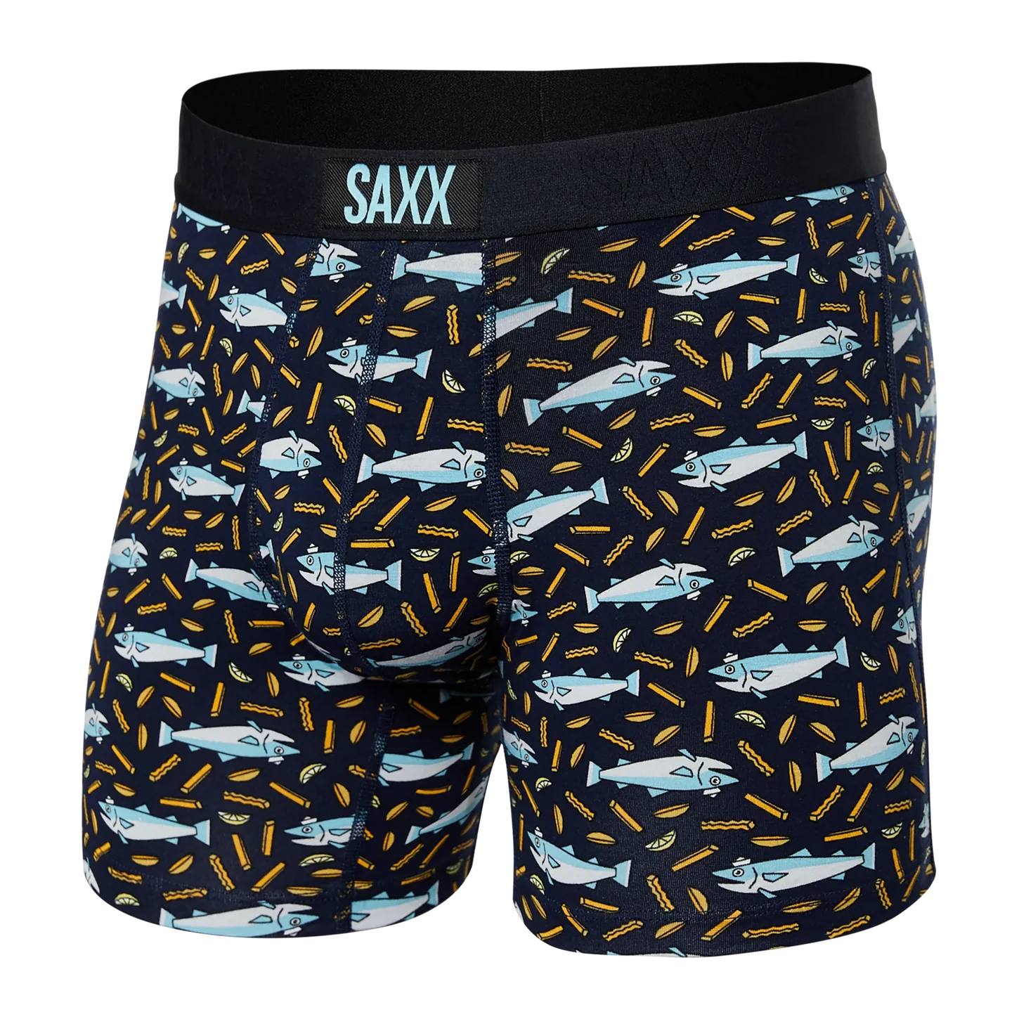 VIBE BOXER BRIEF | FISH AND CHIPS-Underwear-SAXX-SMALL-FISH & CHIPS NAVY-Coriander