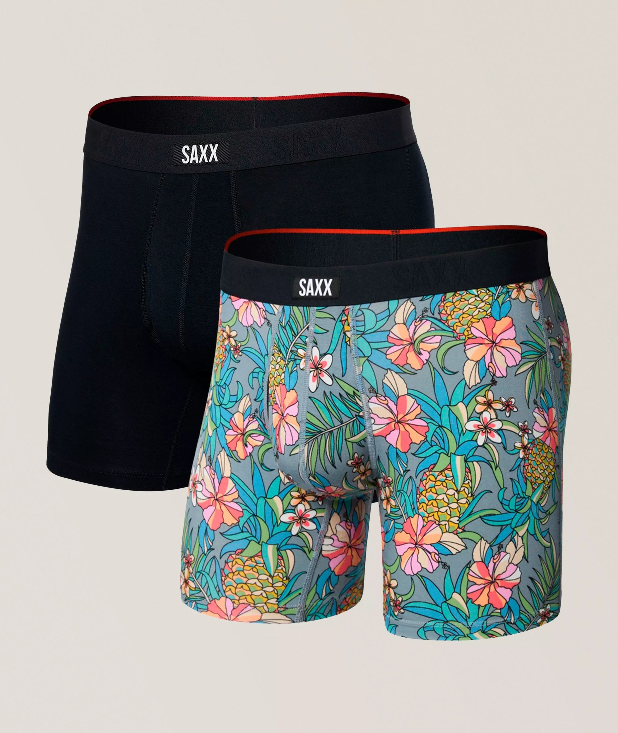VIBE XTRA BOXER BRIEF 2 PACK | PINEAPPLE FIELD/BLACK-Intimates-SAXX-MEDIUM-PINEAPPLE FIELD-BLK-Coriander