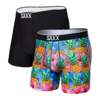 VOLT BOXER BRIEFS 2PACK | MEGA PINEAPPLE STRATA/BLACK-Underwear-SAXX-SMALL-MGA PINAPPL STRAT-BL-Coriander