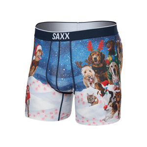 VOLT MESH BOXER BRIEF | DOGS OF SAXXMAS BLUE-Intimates-SAXX-SMALL-DOGS OF SAXXMAS-BLUE-Coriander