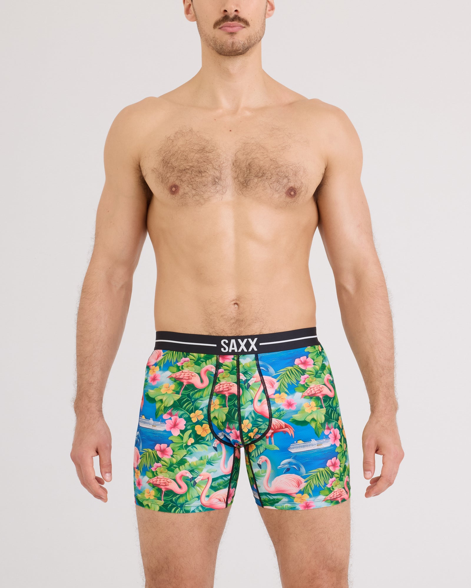 VOLT MESH BOXER BRIEF | FLAMINGO BAY: MULTI-Intimates-SAXX-Coriander