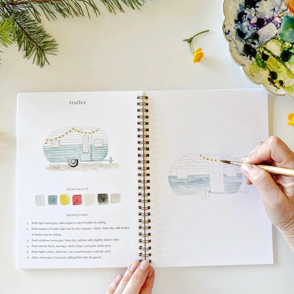 WATERCOLOUR WORKBOOK | CAMPING-Fun and Games-EMILY LEX STUDIO-Coriander