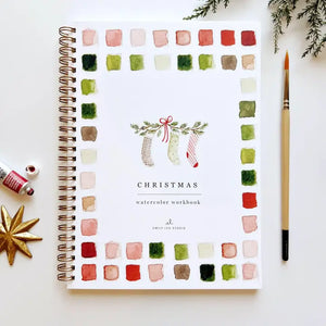 WATERCOLOUR WORKBOOK | CHRISTMAS-Books & Stationery-EMILY LEX STUDIO-Coriander