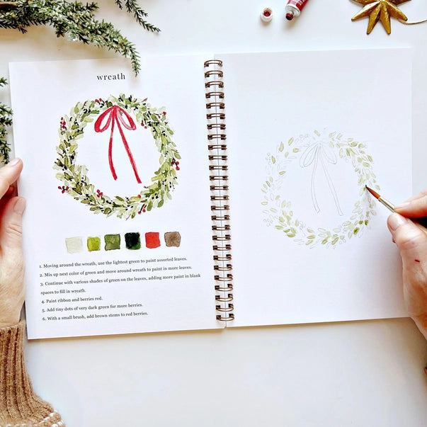 WATERCOLOUR WORKBOOK | CHRISTMAS-Books & Stationery-EMILY LEX STUDIO-Coriander