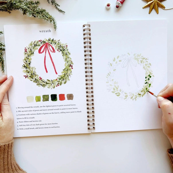 WATERCOLOUR WORKBOOK | CHRISTMAS-Books & Stationery-EMILY LEX STUDIO-Coriander
