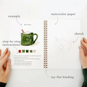 WATERCOLOUR WORKBOOK | CHRISTMAS-Books & Stationery-EMILY LEX STUDIO-Coriander