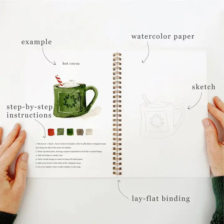 WATERCOLOUR WORKBOOK | CHRISTMAS-Books & Stationery-EMILY LEX STUDIO-Coriander