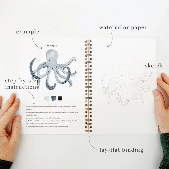 WATERCOLOUR WORKBOOK | SEASIDE-Fun and Games-EMILY LEX STUDIO-Coriander