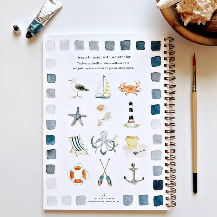 WATERCOLOUR WORKBOOK | SEASIDE-Fun and Games-EMILY LEX STUDIO-Coriander