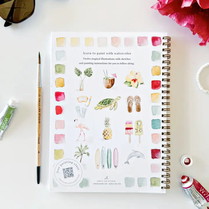 WW-TROPICAL TROPICAL WATERCOLOUR WORKBOOK-Uncategorised-EMILY LEX STUDIO-Coriander