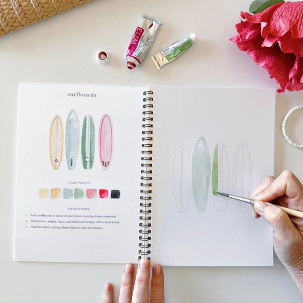 WW-TROPICAL TROPICAL WATERCOLOUR WORKBOOK-Uncategorised-EMILY LEX STUDIO-Coriander