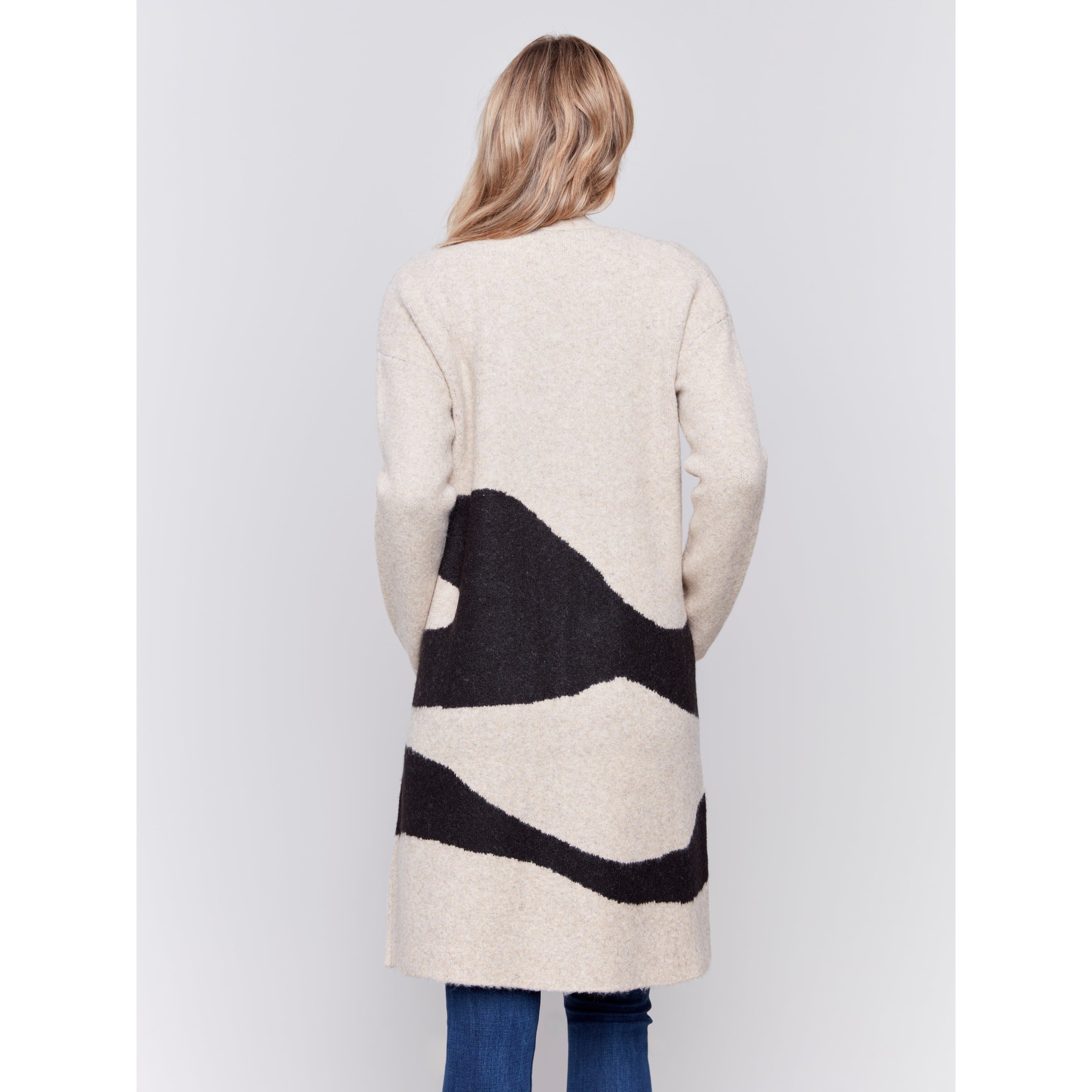 WAVY LONG KNIT CARDIGAN-Jackets & Sweaters-CHARLIE B-Coriander