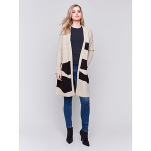 WAVY LONG KNIT CARDIGAN-Jackets & Sweaters-CHARLIE B-Coriander