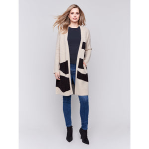 WAVY LONG KNIT CARDIGAN-Jackets & Sweaters-CHARLIE B-Coriander