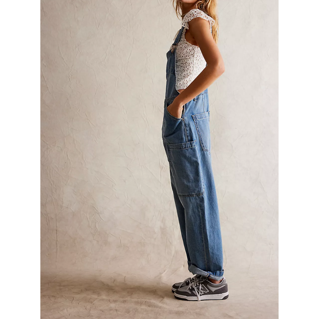 WAY BACK OVERALLS-Denim-FREE PEOPLE-Coriander