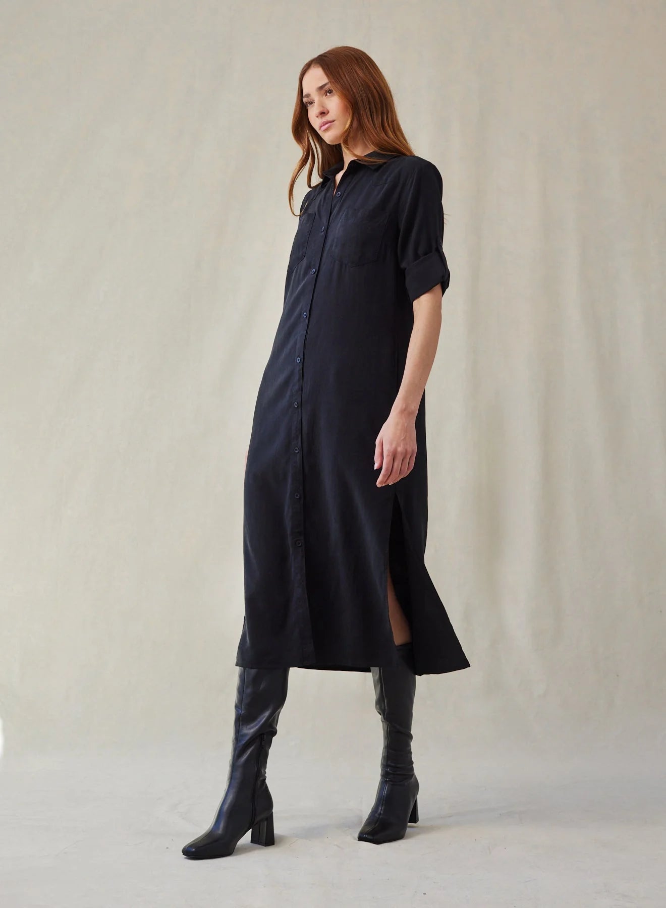 WESTERN YOKE DUSTER DRESS-Dresses-BELLA DAHL-Coriander