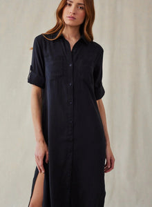 WESTERN YOKE DUSTER DRESS-Dresses-BELLA DAHL-SMALL-VINTAGE BLACK-Coriander