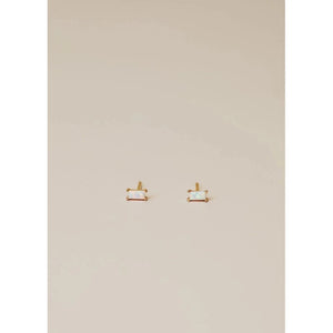 WHITE OPAL BAGUETTE STUDS-Jewellery-JAX KELLY-Coriander