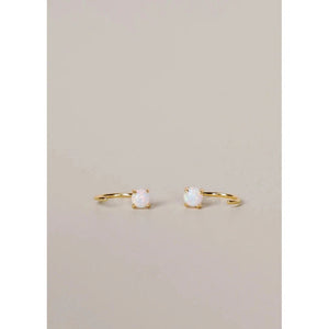 WHITE OPAL HUGGIES EARRINGS-Jewellery-JAX KELLY-Coriander