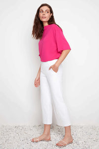 WIDE LEG CROPPED PANT | TECHNO: WHITE-Bottoms-UP!-Coriander