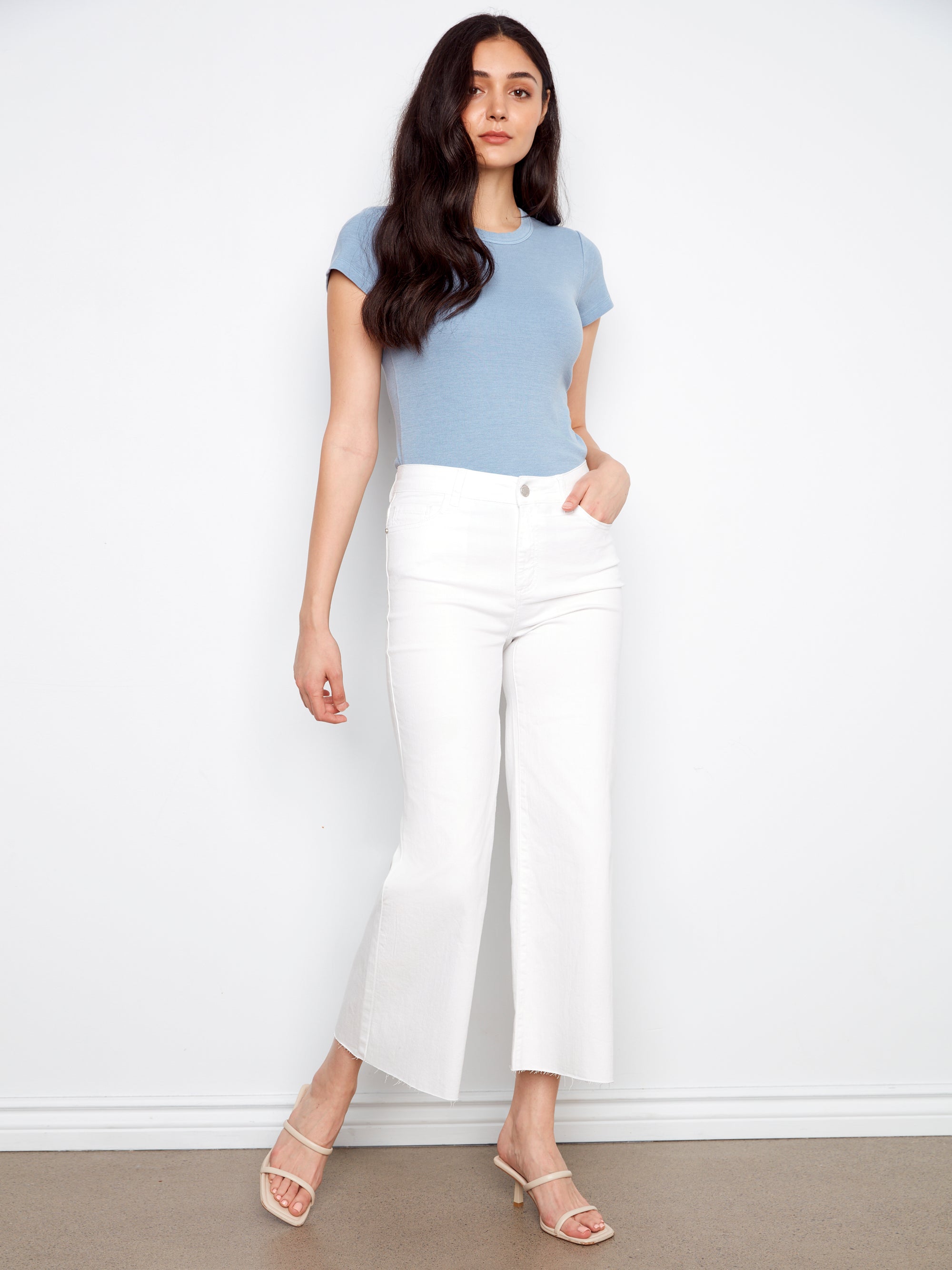 WIDE LEG DENIM | CROP FLARE-Denim-CHARLIE B-Coriander