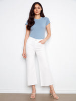 WIDE LEG DENIM | CROP FLARE-Denim-CHARLIE B-4-WHITE-Coriander