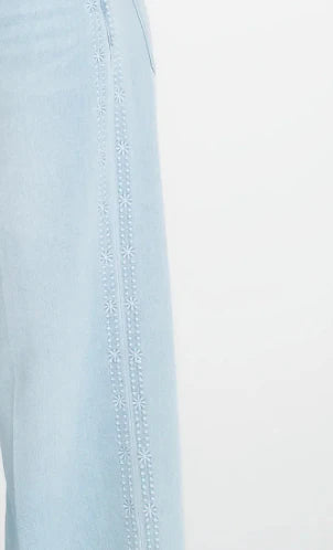 WIDE LEG DENIM | STRIDE CROP: MARINE FLOWERS-Denim-LIVERPOOL-Coriander